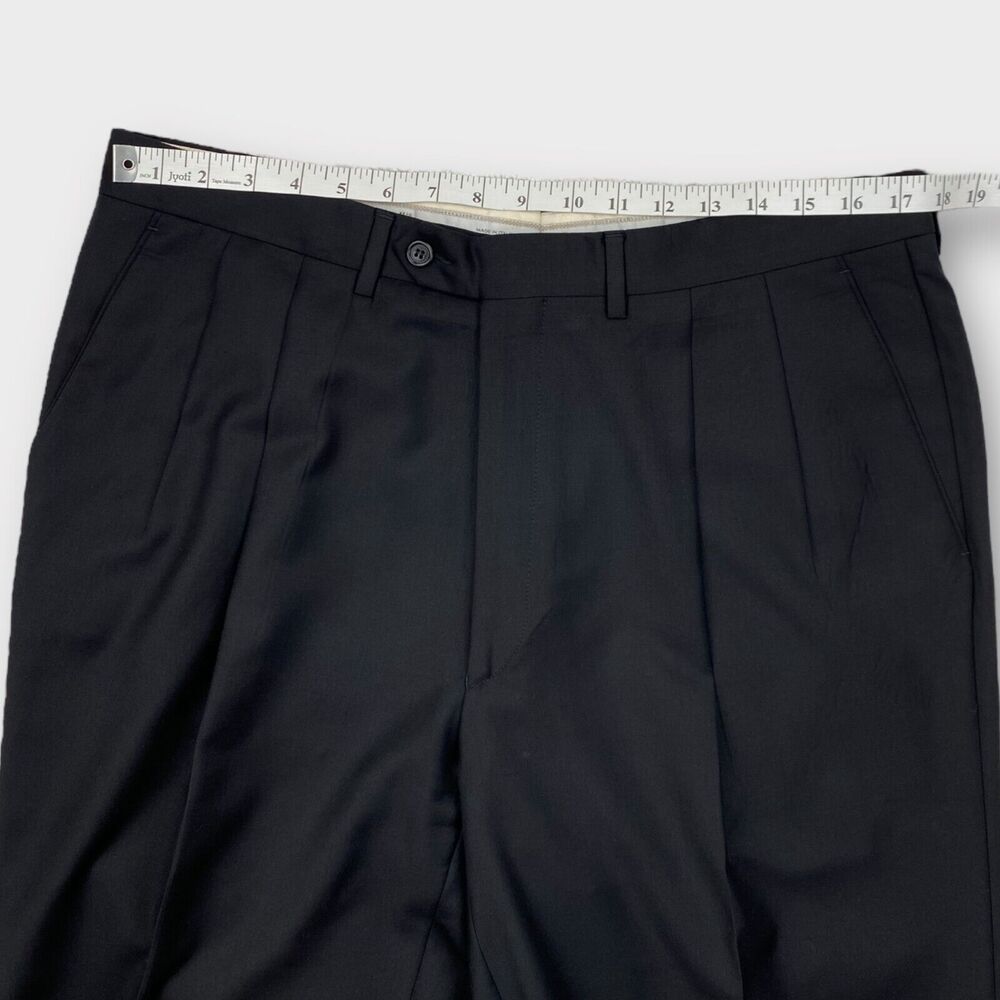 $255 Santorelli Dress Pants Mens 35x28 Como 2 Pleated Black Trousers Wool Italy - Picture 9 of 15
